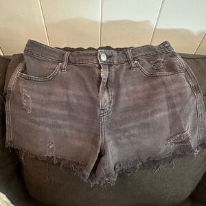 Aerie Charcoal Distressed Jean Shorts
